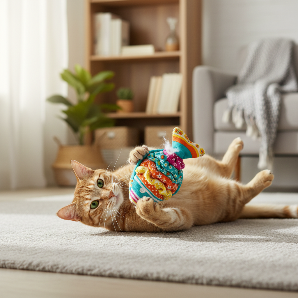 猫咪后腿踢鱼