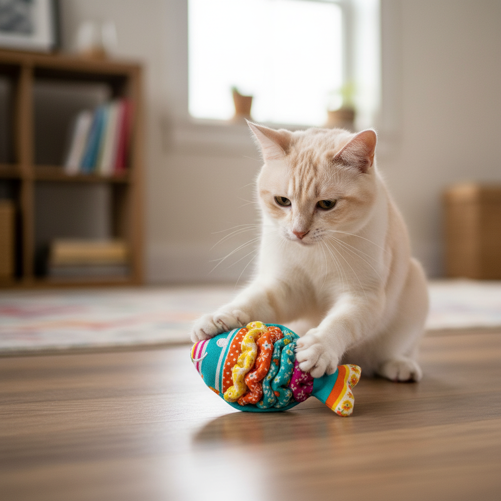 猫咪拍打玩鱼
