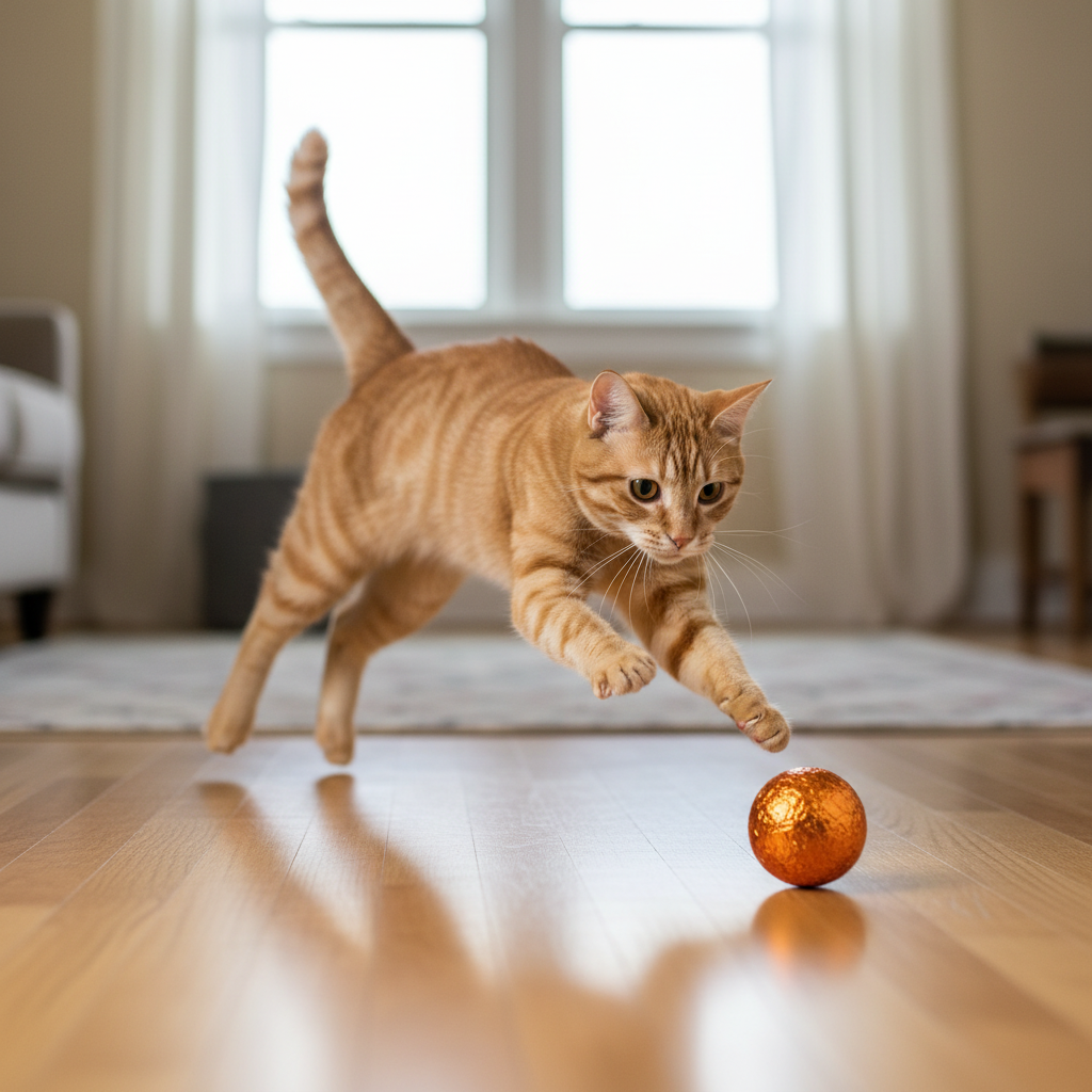 猫咪追球扑球图