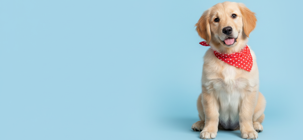 狗狗 - 浅蓝色背景