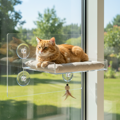 猫咪趴卧望窗外